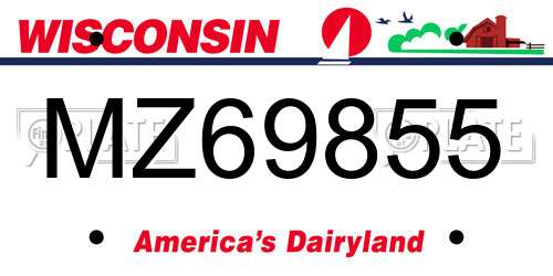 MZ69855 Wisconsin License Plate