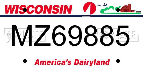 MZ69885 Wisconsin License Plate