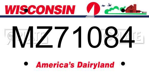 MZ71084 Wisconsin License Plate