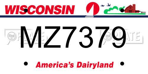MZ7379 Wisconsin License Plate