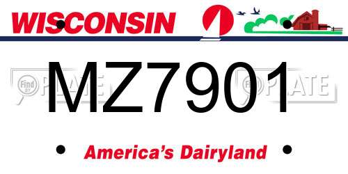 MZ7901 Wisconsin License Plate