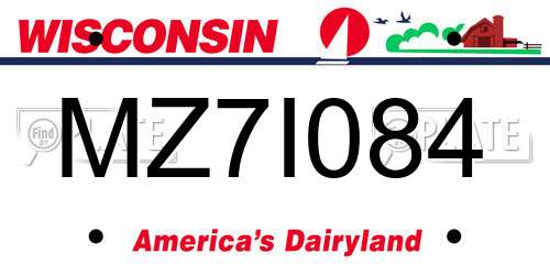 MZ7I084 Wisconsin License Plate
