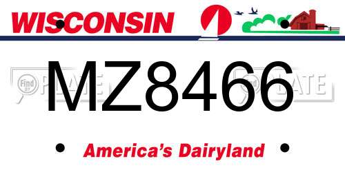 MZ8466 Wisconsin License Plate