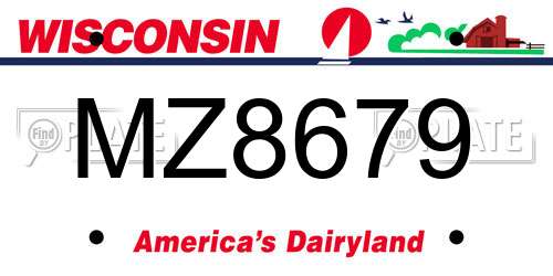 MZ8679 Wisconsin License Plate