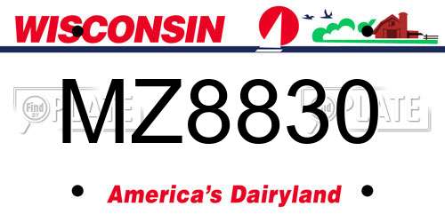 MZ8830 Wisconsin License Plate