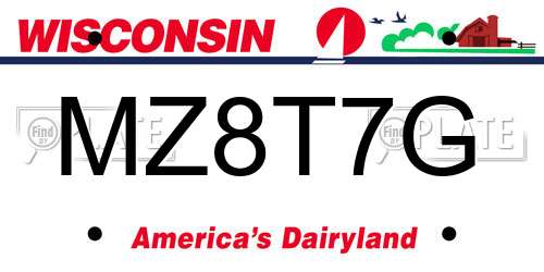 MZ8T7G Wisconsin License Plate