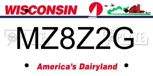 MZ8Z2G Wisconsin License Plate