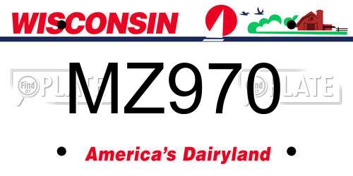 MZ970 Wisconsin License Plate