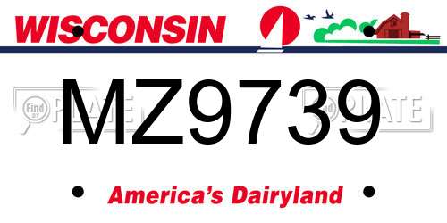 MZ9739 Wisconsin License Plate
