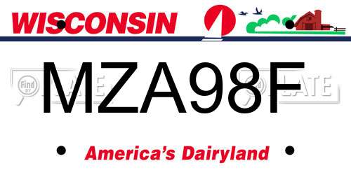 MZA98F Wisconsin License Plate