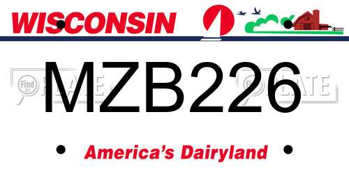 MZB226 Wisconsin License Plate