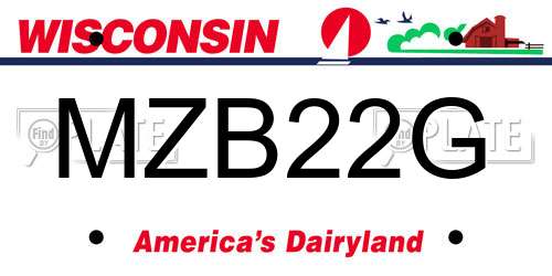 MZB22G Wisconsin License Plate