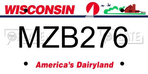 MZB276 Wisconsin License Plate