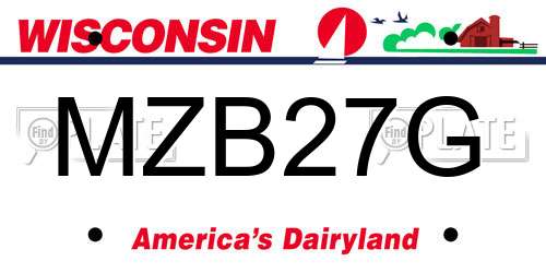 MZB27G Wisconsin License Plate