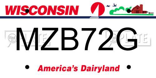 MZB72G Wisconsin License Plate