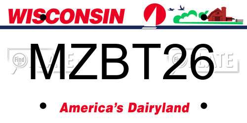 MZBT26 Wisconsin License Plate