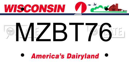 MZBT76 Wisconsin License Plate