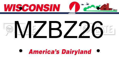 MZBZ26 Wisconsin License Plate