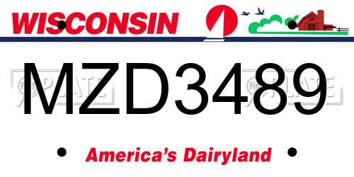 MZD3489 Wisconsin License Plate