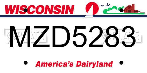 MZD5283 Wisconsin License Plate