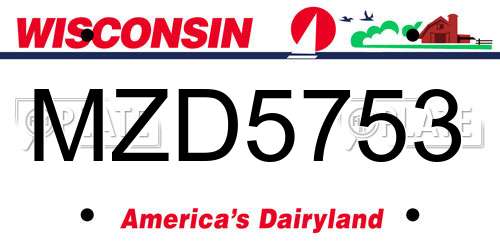 MZD5753 Wisconsin License Plate