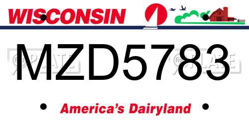 MZD5783 Wisconsin License Plate