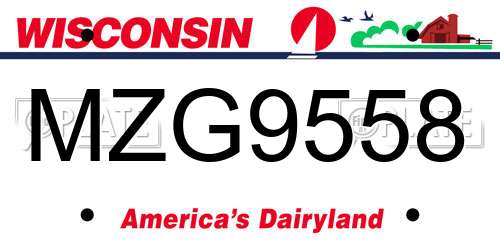 MZG9558 Wisconsin License Plate