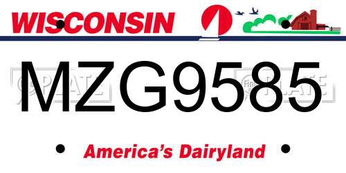 MZG9585 Wisconsin License Plate