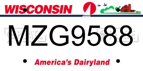 MZG9588 Wisconsin License Plate