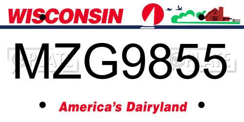 MZG9855 Wisconsin License Plate