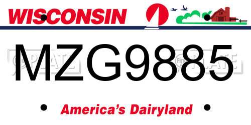 MZG9885 Wisconsin License Plate