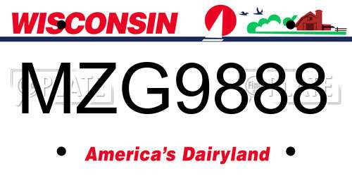 MZG9888 Wisconsin License Plate