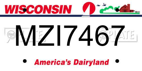 MZI7467 Wisconsin License Plate