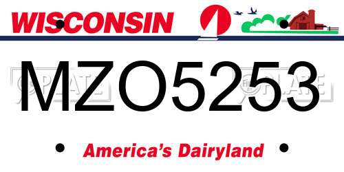 MZO5253 Wisconsin License Plate