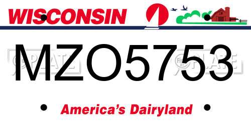 MZO5753 Wisconsin License Plate