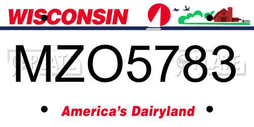 MZO5783 Wisconsin License Plate