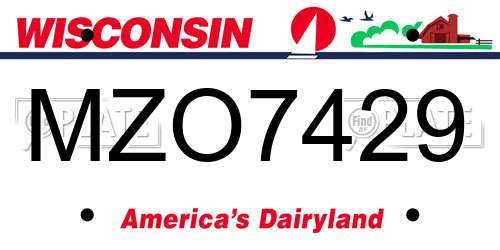 MZO7429 Wisconsin License Plate