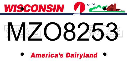 MZO8253 Wisconsin License Plate