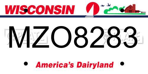MZO8283 Wisconsin License Plate