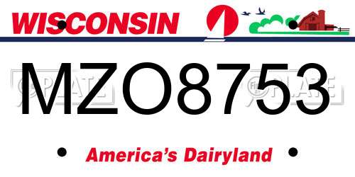 MZO8753 Wisconsin License Plate
