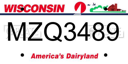 MZQ3489 Wisconsin License Plate