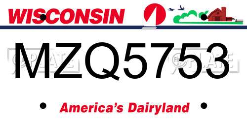 MZQ5753 Wisconsin License Plate