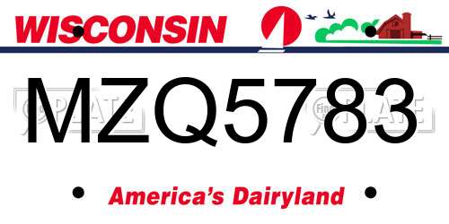MZQ5783 Wisconsin License Plate