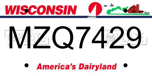 MZQ7429 Wisconsin License Plate