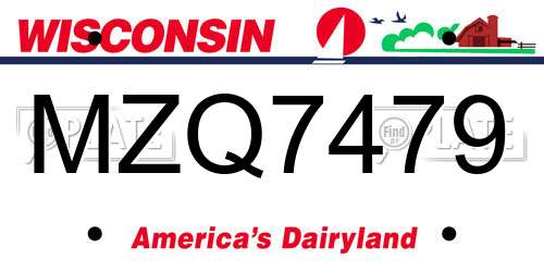 MZQ7479 Wisconsin License Plate