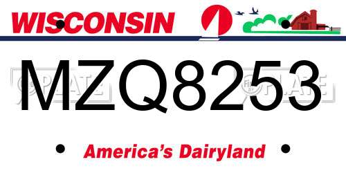 MZQ8253 Wisconsin License Plate