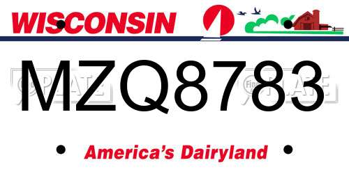 MZQ8783 Wisconsin License Plate