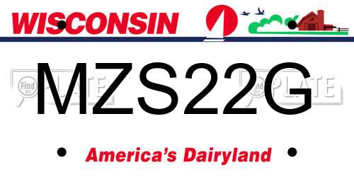 MZS22G Wisconsin License Plate