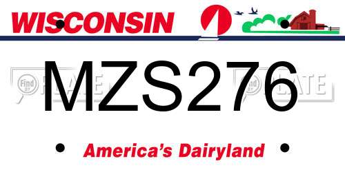 MZS276 Wisconsin License Plate