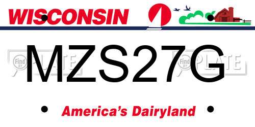 MZS27G Wisconsin License Plate